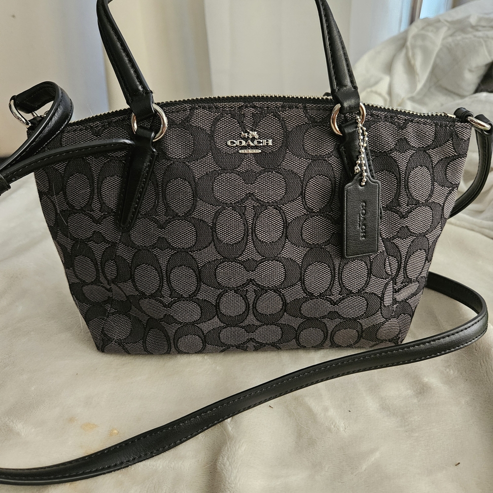 Coach Black and Gray Signature Logo Crossbody Bag